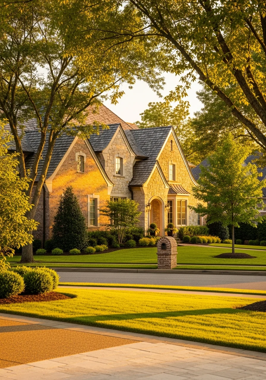 Detailed view of a Brentwood home's exterior with quality finishes and landscaping.