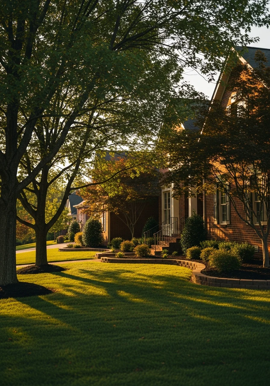 Exterior of a Hendersonville home with traditional design and mature landscaping.
